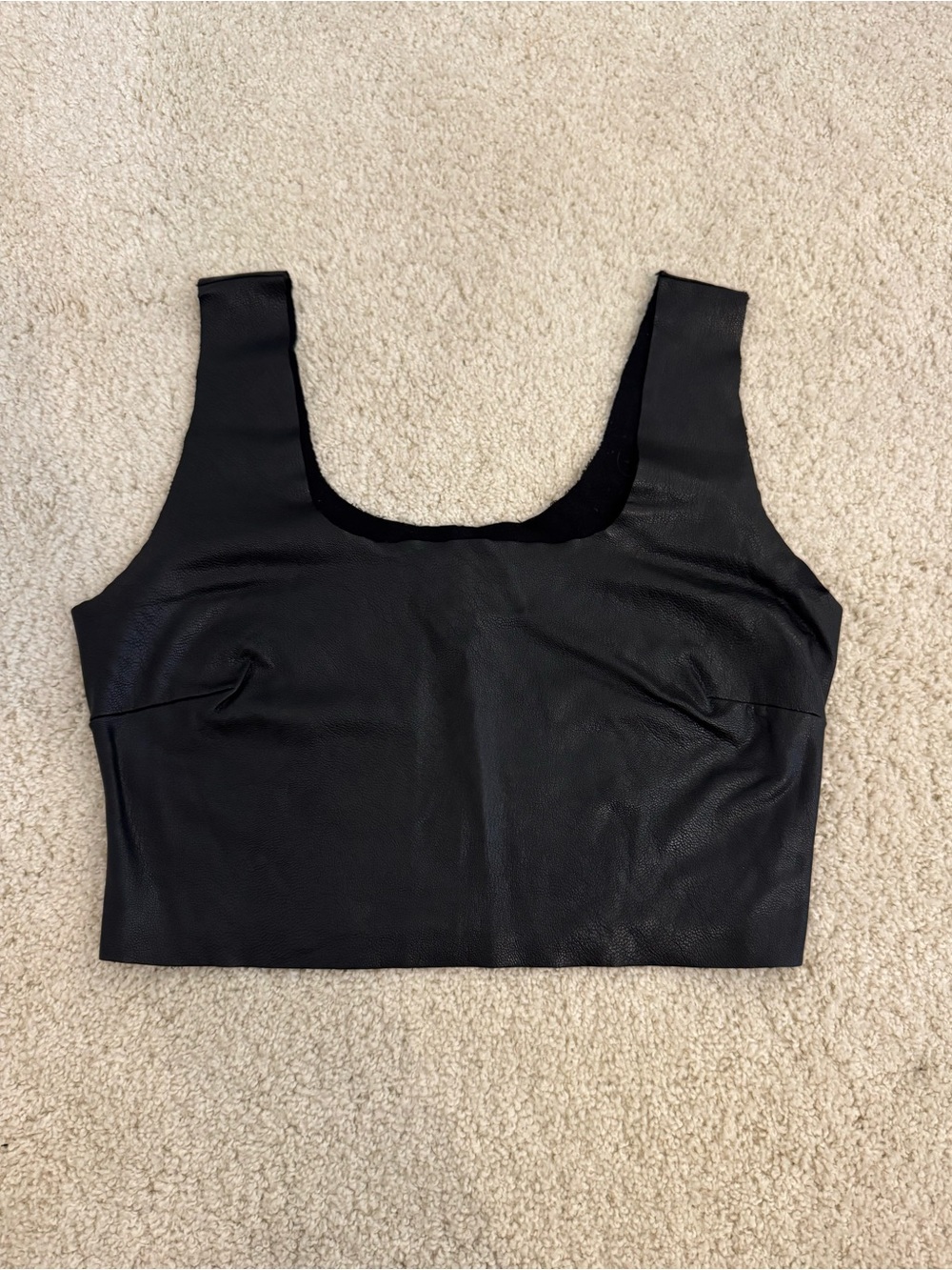 Commando Black Faux Leather Crop Tank